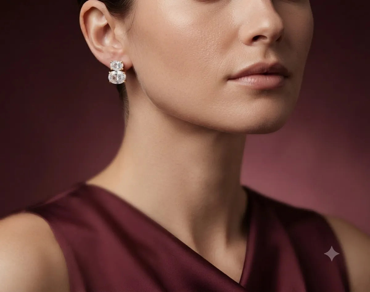 The Celeste Oval Duet Studs