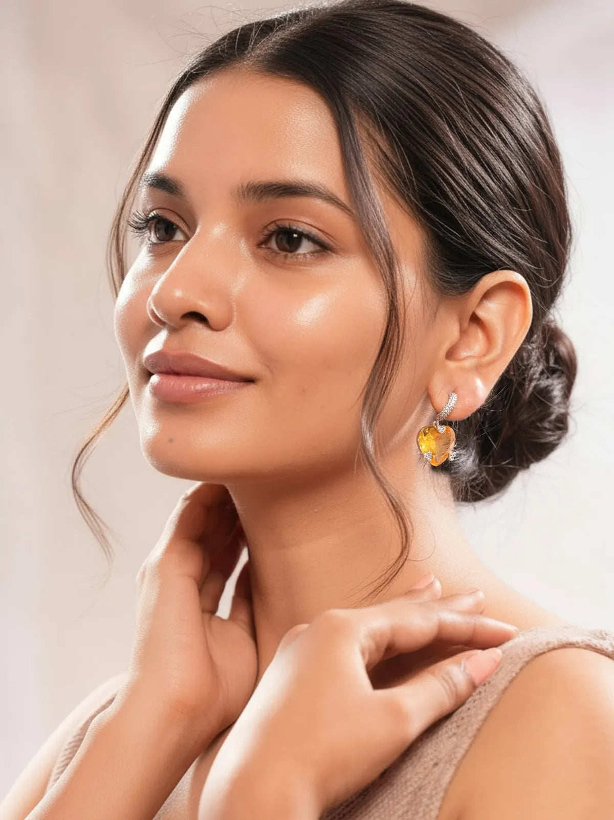 Ambre Heart Drop Earrings
