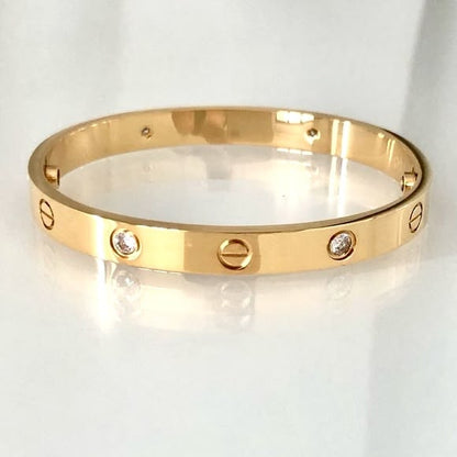 Gold Icon Screwhead Sparkle Bracelet| 18 Karat Gold plated