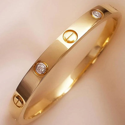 Gold Icon Screwhead Sparkle Bracelet| 18 Karat Gold plated