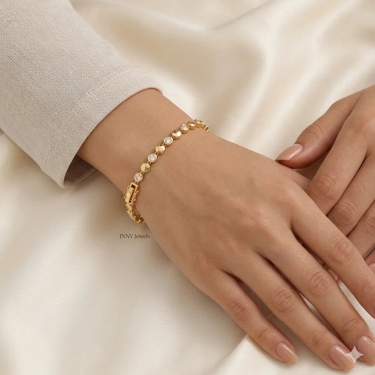 Astraea Sparkle" Gold & Diamond Station Bracelet