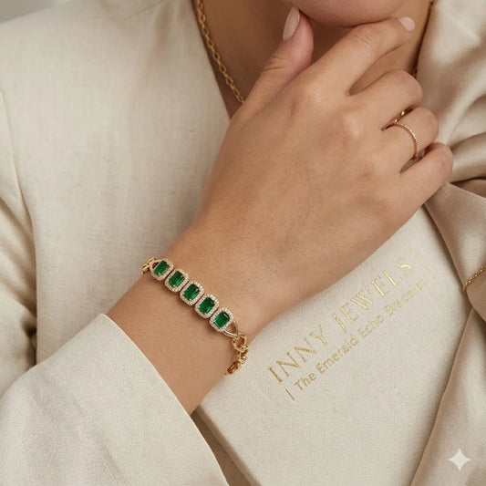 Emerald Echo" Art Deco Bracelet