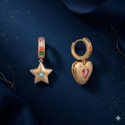 Stellar Heart" Rainbow Mismatched Charm Hugg