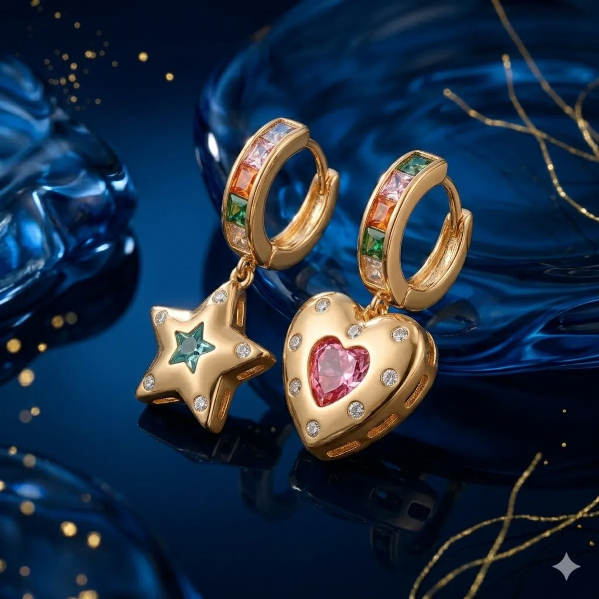 Stellar Heart" Rainbow Mismatched Charm Hugg