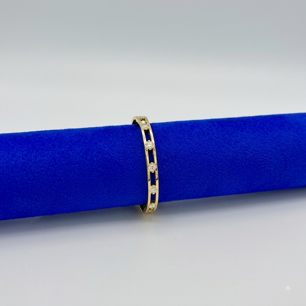 Gold Petal Glow Sparkle Stone Bracelet For Women