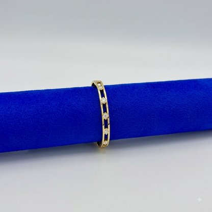 Gold Petal Glow Sparkle Stone Bracelet For Women