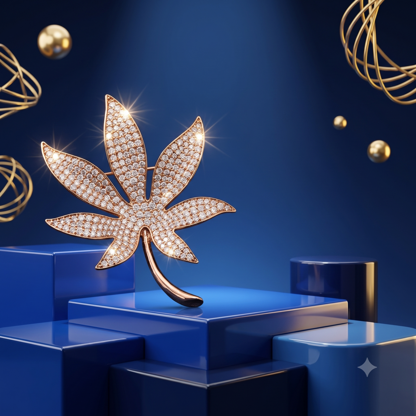 Pavé Crystal Leaf Brooch