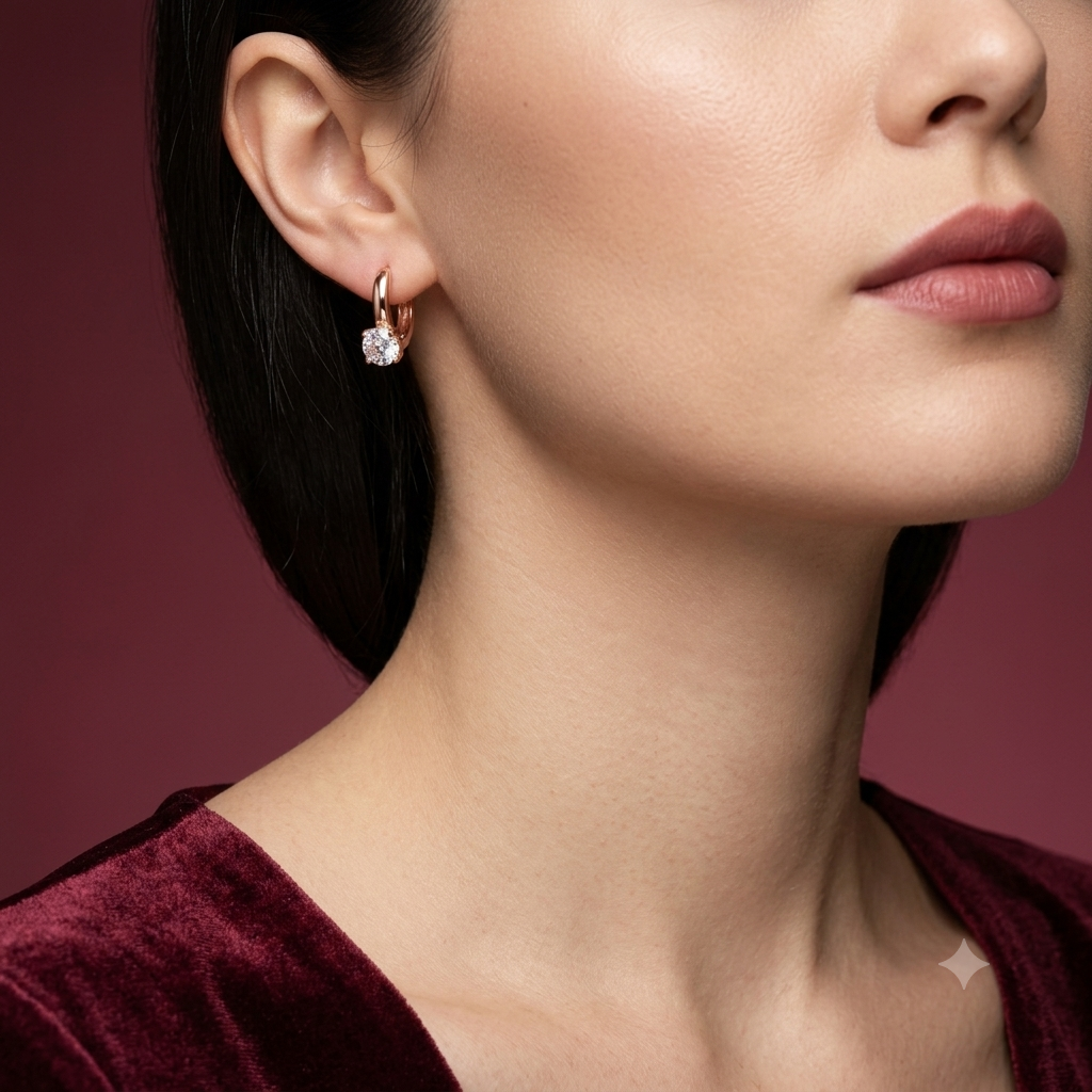 The Celeste Solitaire Huggie Earrings