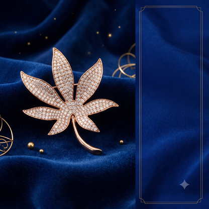 Pavé Crystal Leaf Brooch