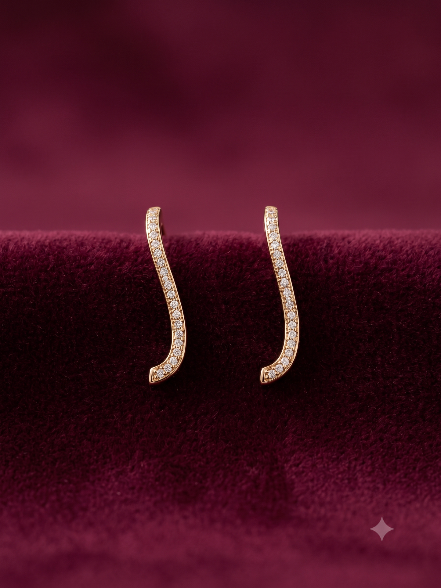 The "Aura" Curved Pavé Gold Earrings