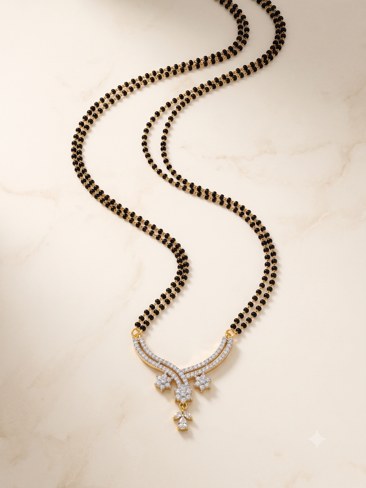 Silver Tara Curve Mangalsutra Set | For Women & Girls