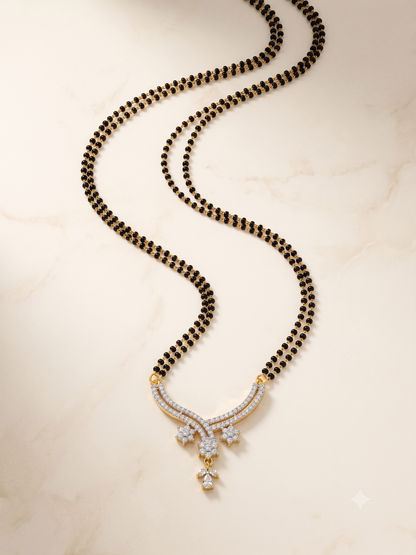 Silver Tara Curve Mangalsutra Set | For Women & Girls