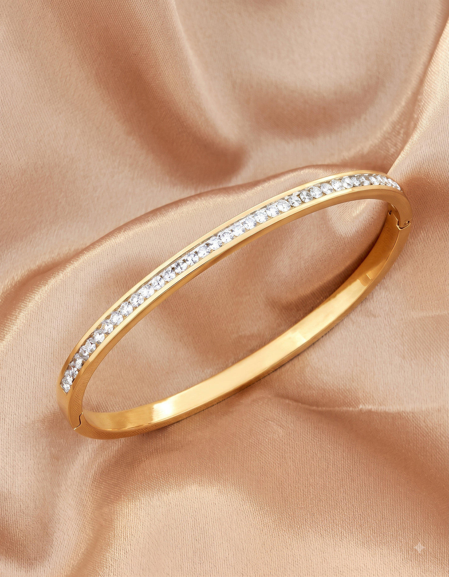 Gold Luxe Line Cz Bangle For Women