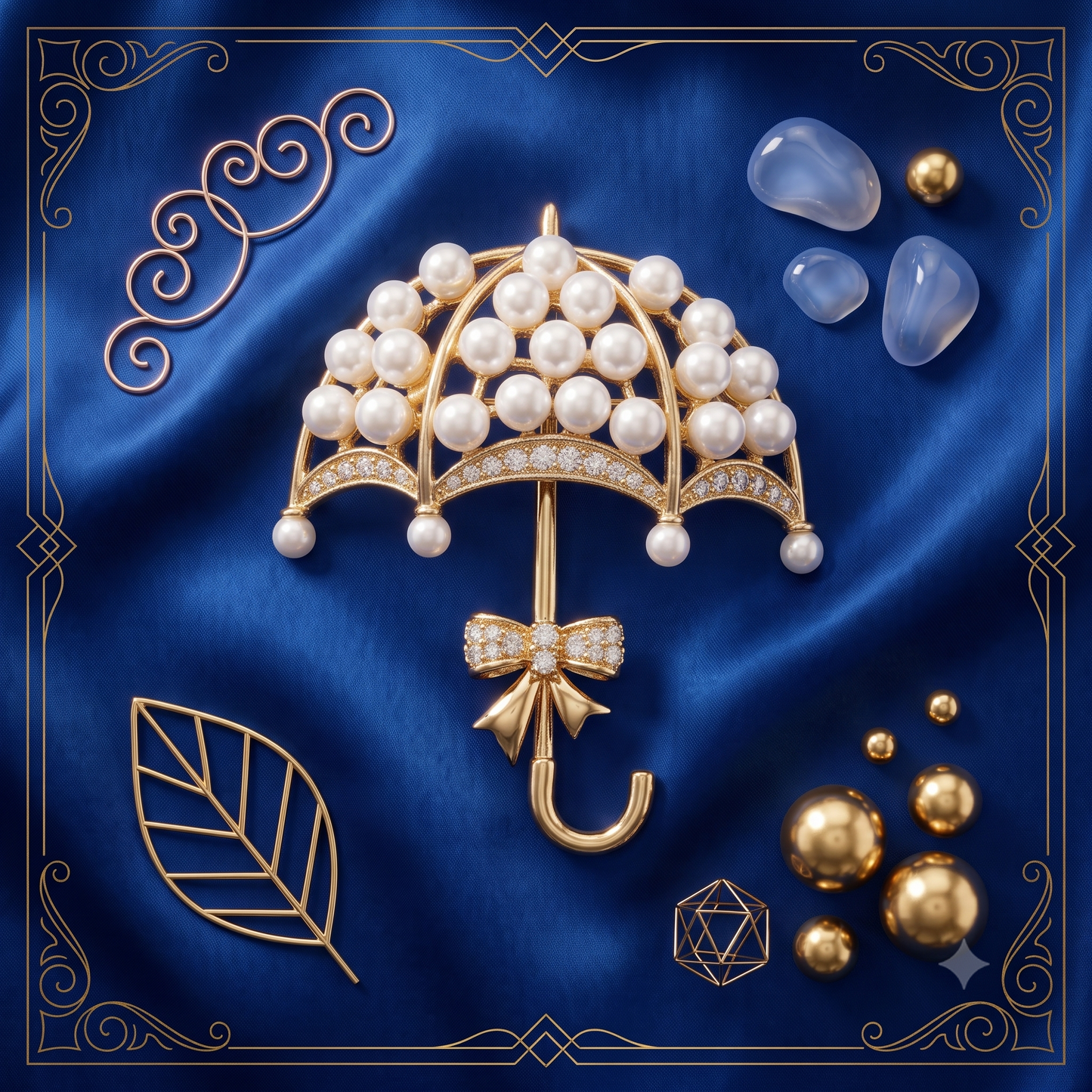 The "Petite Parasol" Pearl & Pavé Brooch