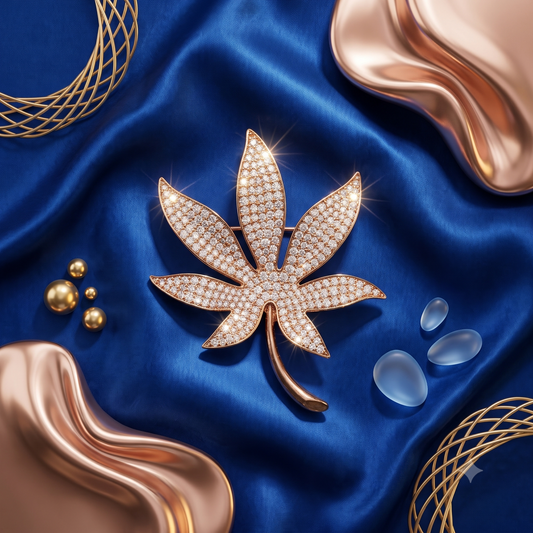 Pavé Crystal Leaf Brooch