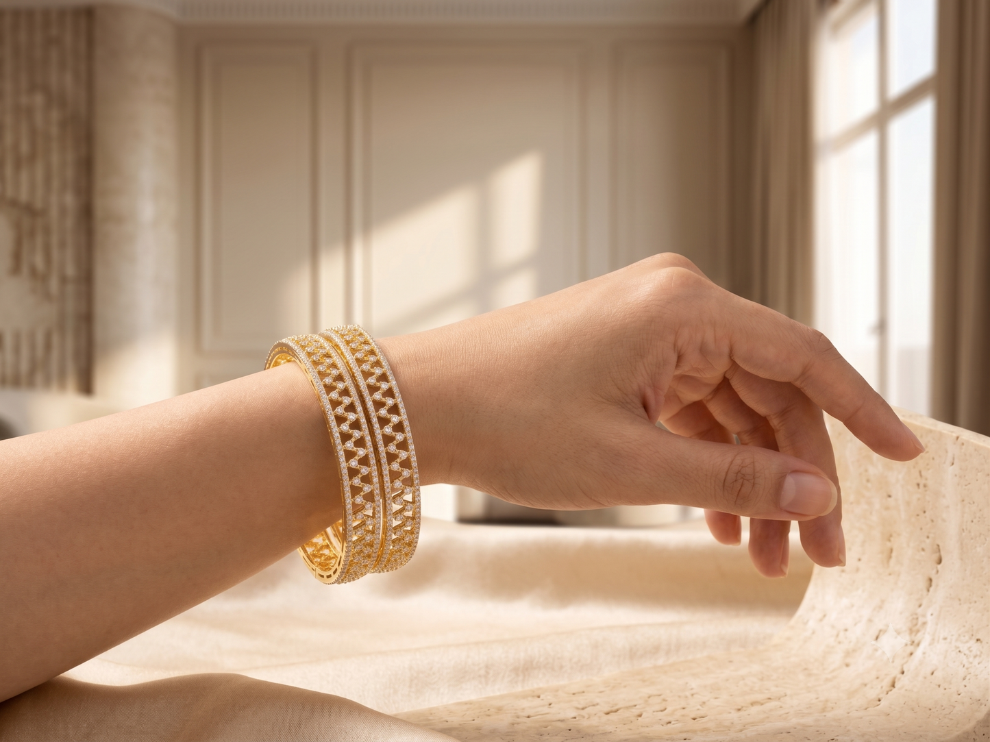 Noor Mesh Zirconica Bangles