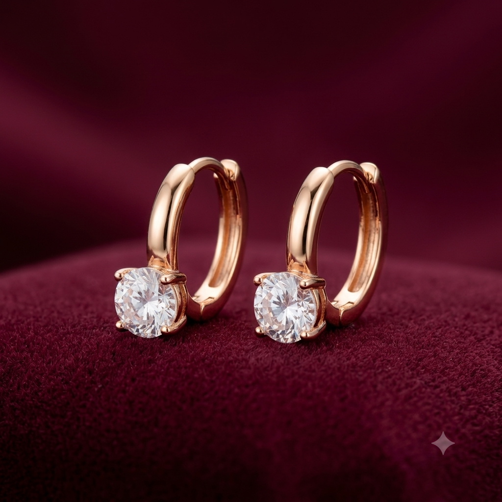 The Celeste Solitaire Huggie Earrings