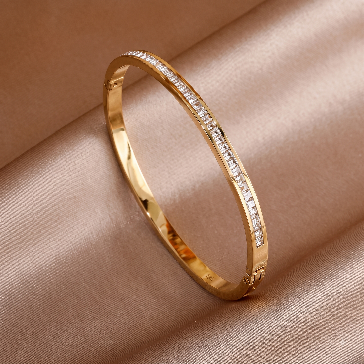Gold Luxe Line Cz Bangle For Women