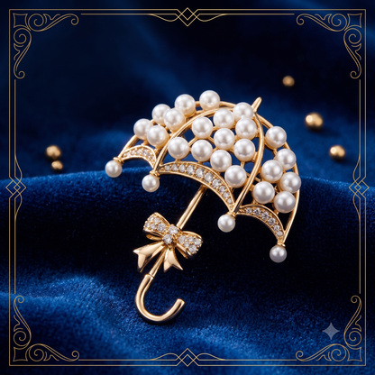 The "Petite Parasol" Pearl & Pavé Brooch