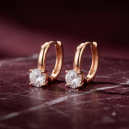 The Celeste Solitaire Huggie Earrings
