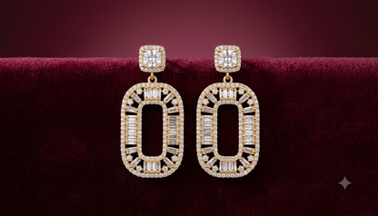 The Aurelia Baguette Halo Drop Earrings