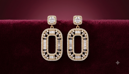 The Aurelia Baguette Halo Drop Earrings