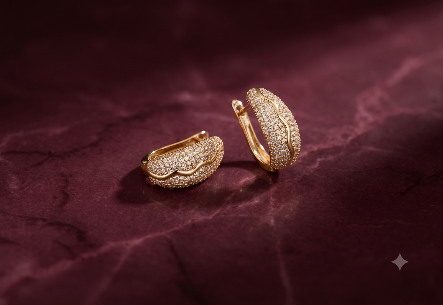 The Celeste Wave Pavé Huggies