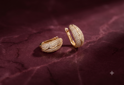 The Celeste Wave Pavé Huggies