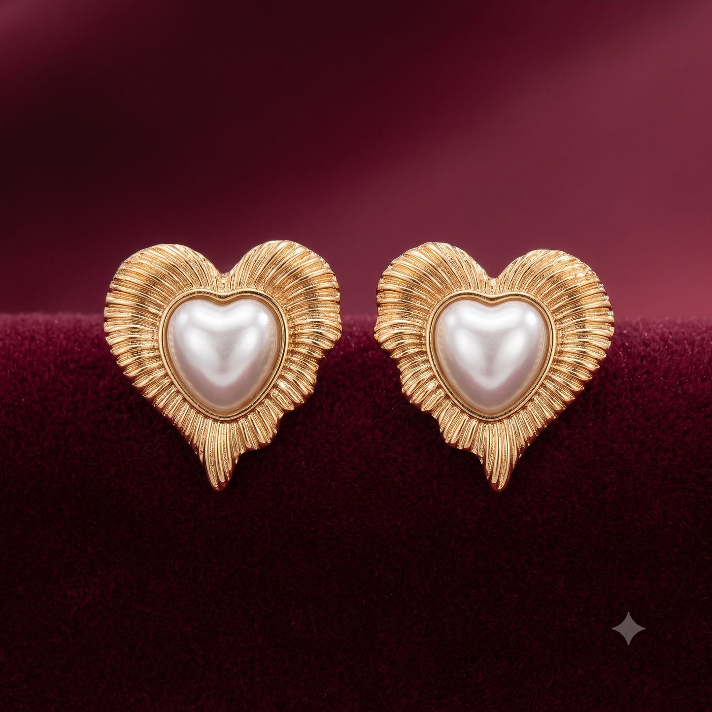 The Valentina Vintage Heart Pearl Studs
