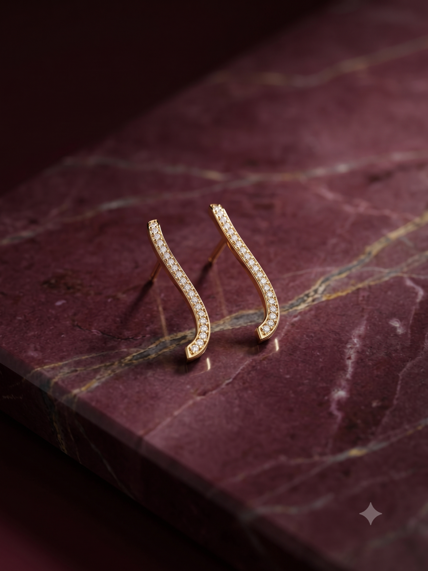 The "Aura" Curved Pavé Gold Earrings