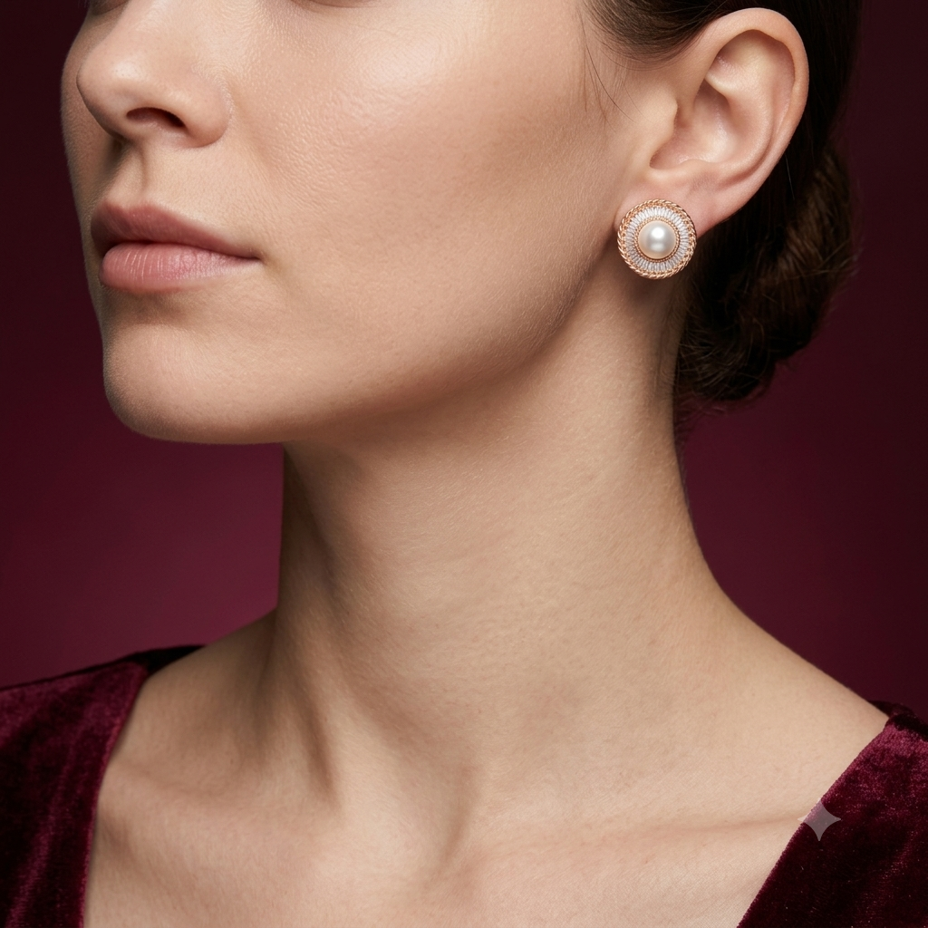 Baguette Halo Stud Earrings