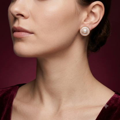 Baguette Halo Stud Earrings