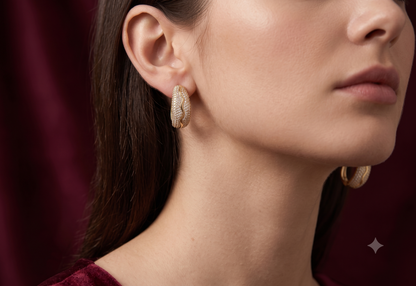 The Celeste Wave Pavé Huggies