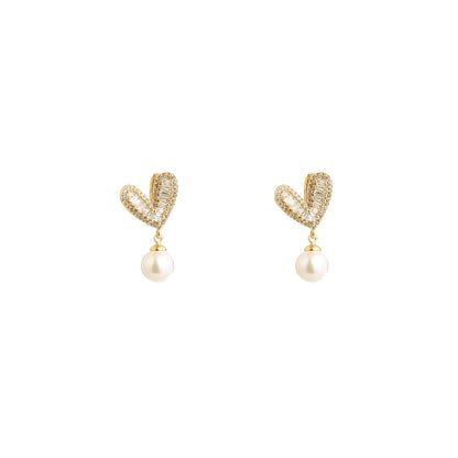 Golden Amour Pearl Drop Earrings