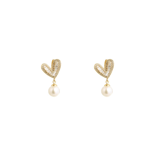 Golden Amour Pearl Drop Earrings