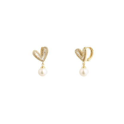 Golden Amour Pearl Drop Earrings