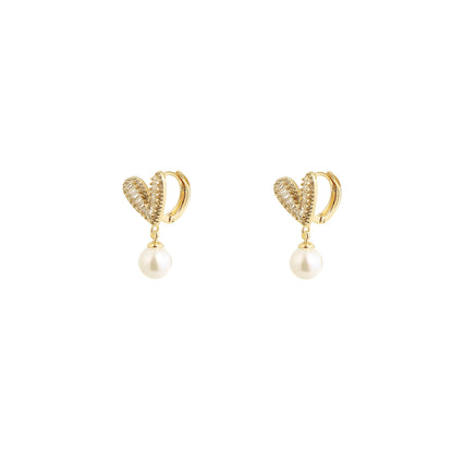 Golden Amour Pearl Drop Earrings
