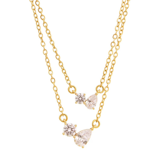 Celestia Duo Drop Layered Necklace