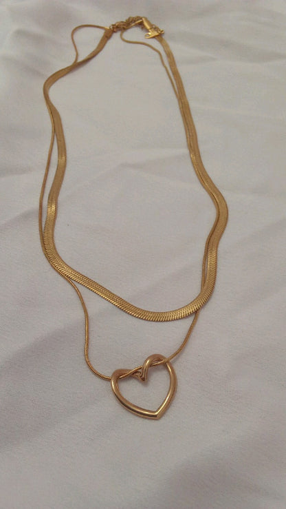 Inny HeartLink Layered Combo Necklace