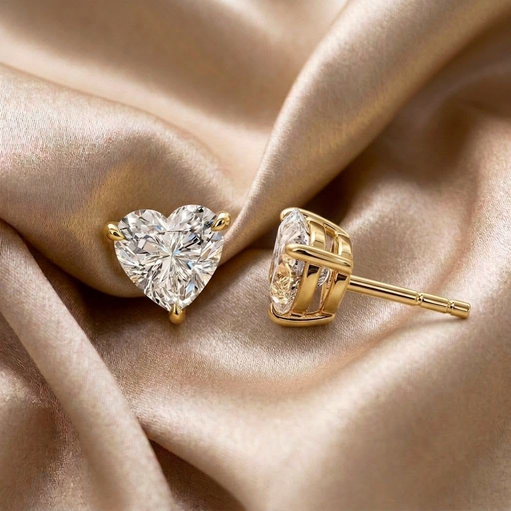 Inny Heart Solitaire Studs| 18k Gold plated