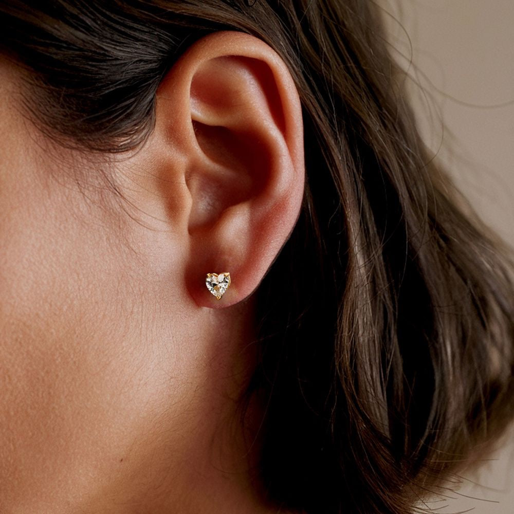 Inny Heart Solitaire Studs| 18k Gold plated