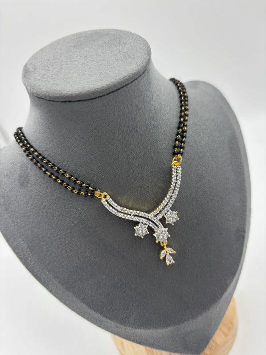 Silver Tara Curve Mangalsutra Set | For Women & Girls