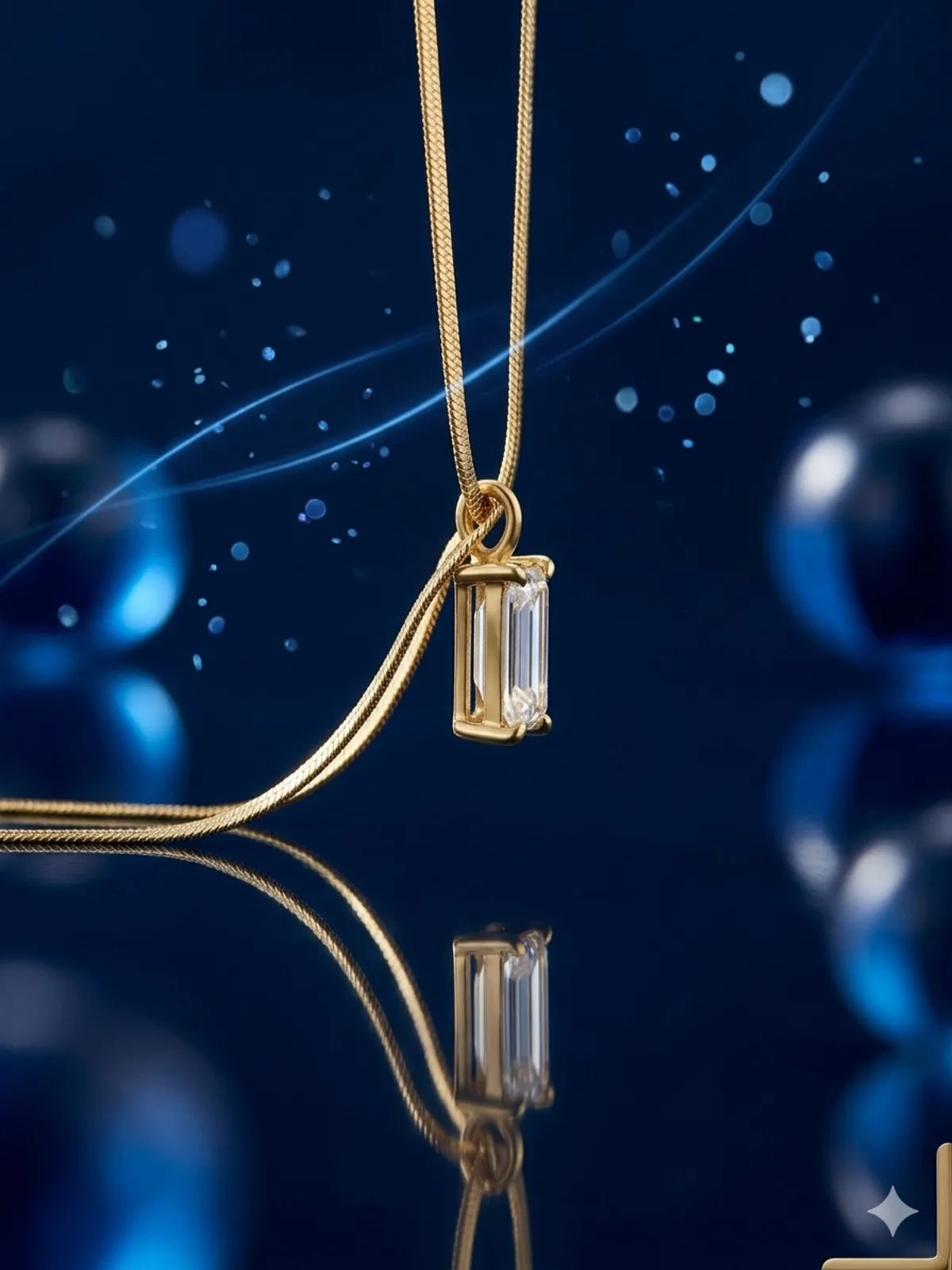 The Emerald-Cut Solitaire Herringbone Pendant