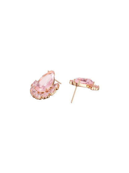 Rosé Pear Halo Earrings