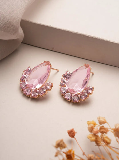 Rosé Pear Halo Earrings