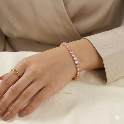 Sweetheart Serenade"  Heart Tennis Bracelet