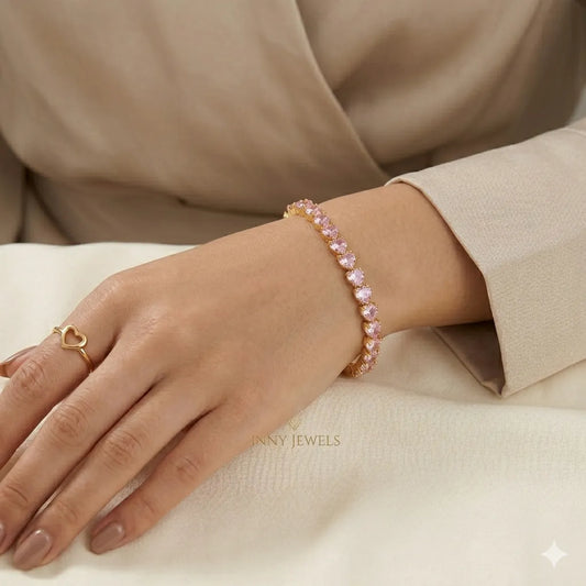 Sweetheart Serenade"  Heart Tennis Bracelet