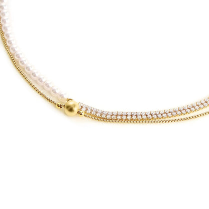The Aura Multi-Strand Pearl & Pavé Bracelet