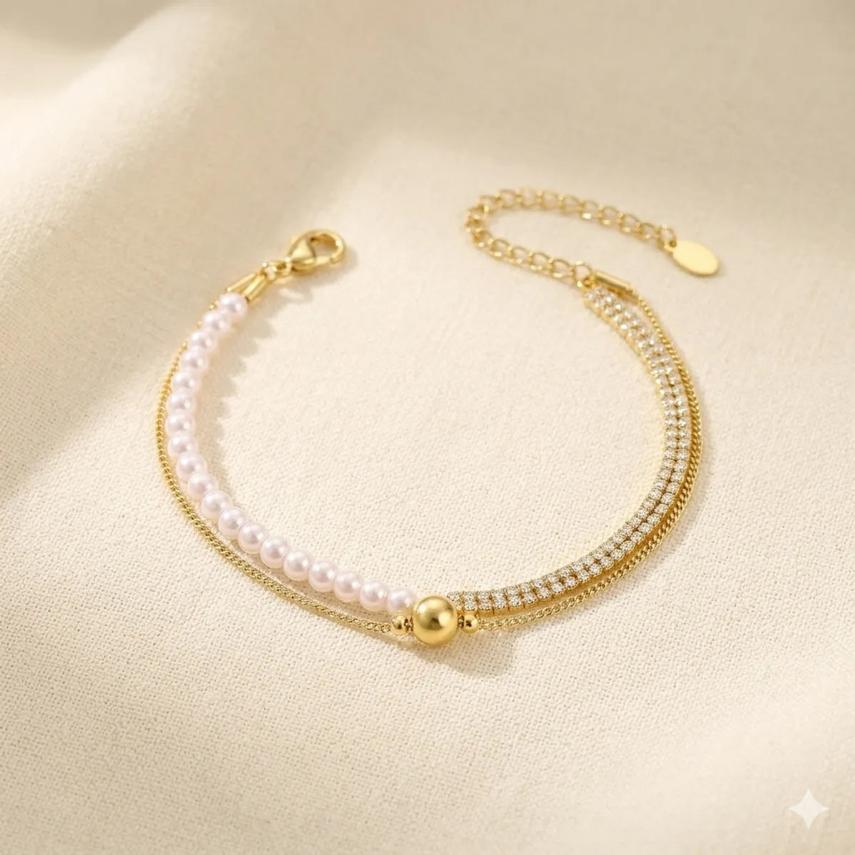 The Aura Multi-Strand Pearl & Pavé Bracelet