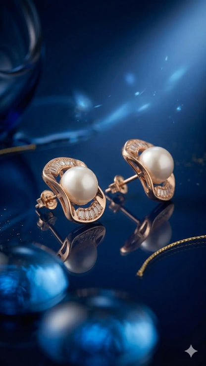The Aurelia Pearl Wave Studs